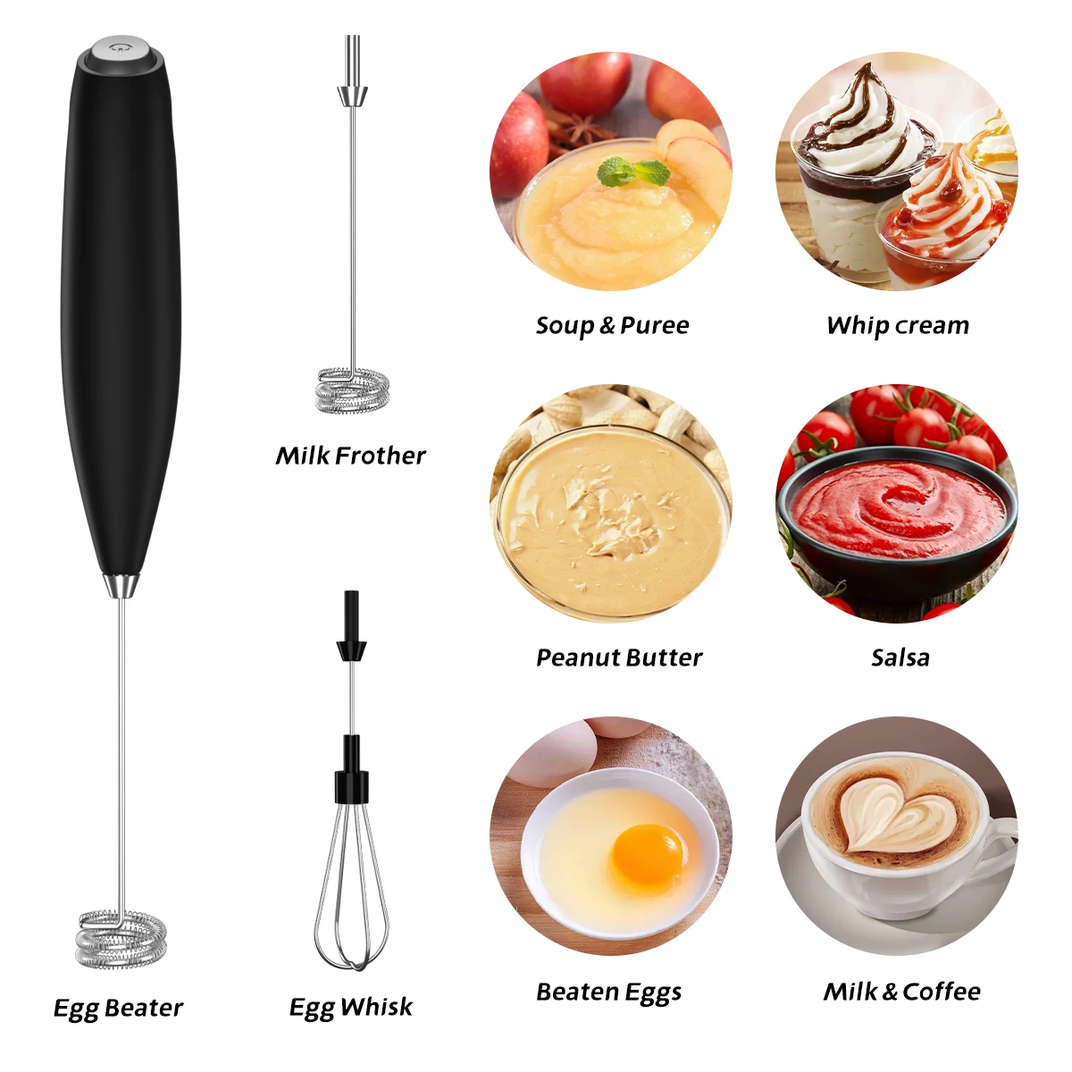 1pc Mini Portable Handheld Milk Frother/whisk With Stainless Steel Whisk  Head Powered By 2 Aa Batteries, Suitable For Mixing Egg White, Milk Froth,  Cream In Home Kitchen