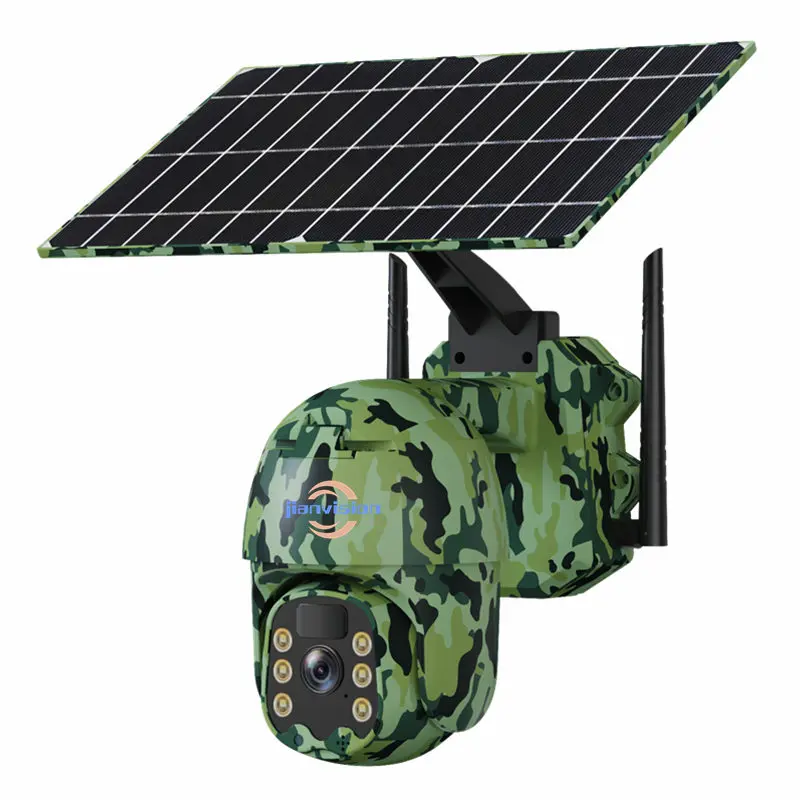 Jianvision Forest Bark Camouflage Maple Leaf Patterns 4G PTZ Wireless Solar Powered Outdoor Security Solar Construction Camera