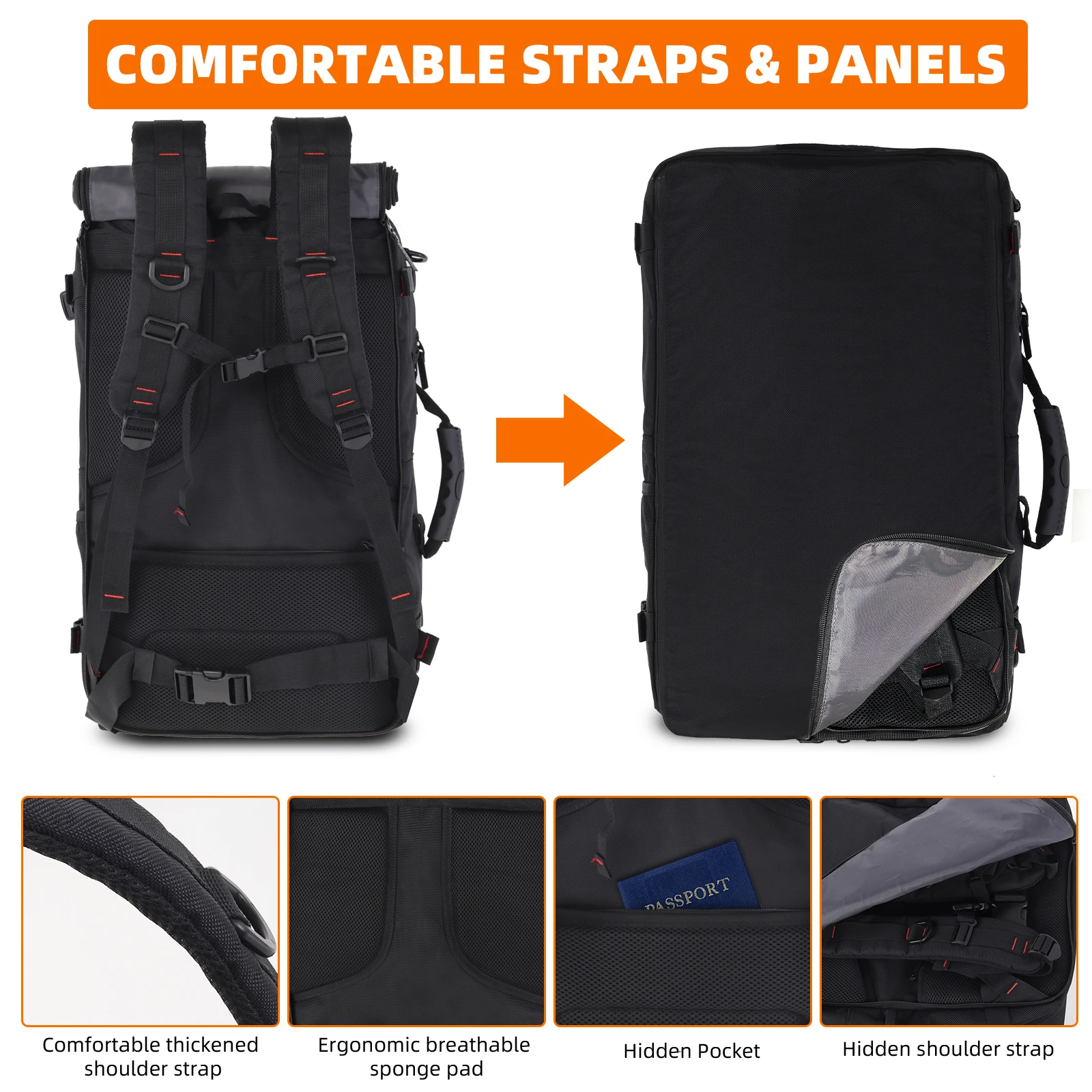 Carry on Backpack Large Travel Backpack for Men Airline Approved Gym Backpack Waterproof Business Laptop Daypack