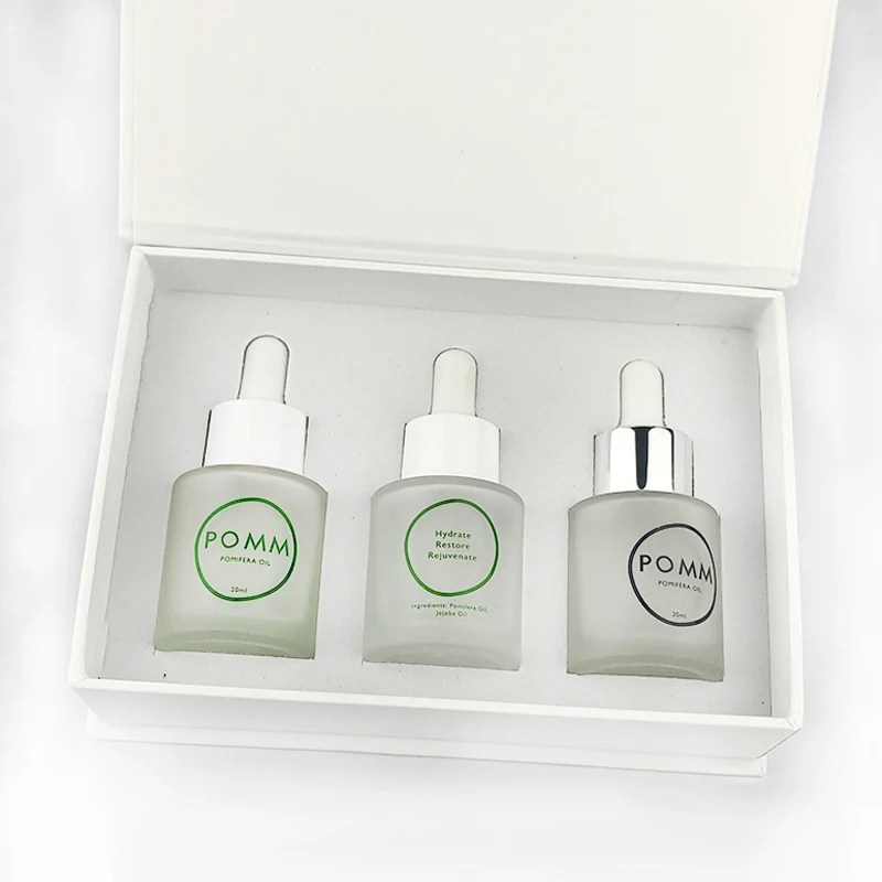 Custom design round dropper glass bottle with gift box packing glass bottle with dropper