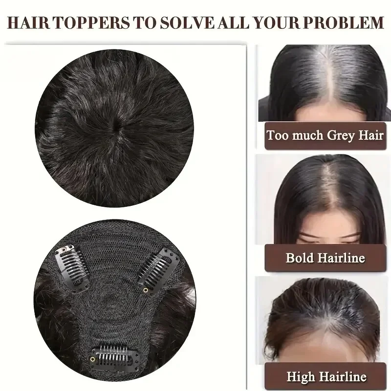 Kinky Straight Hair Topper Clip in Extension für Frauen, natürliche Farbe_voghion.com