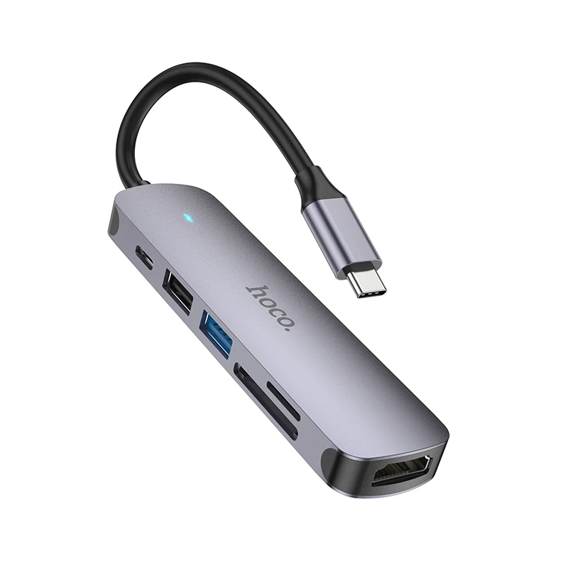 HOCO 6 in 1 HUB HB28 Type-C Multi-Function Converter(HDTV+USB3.0+USB2.0+SD+TF+PD)
