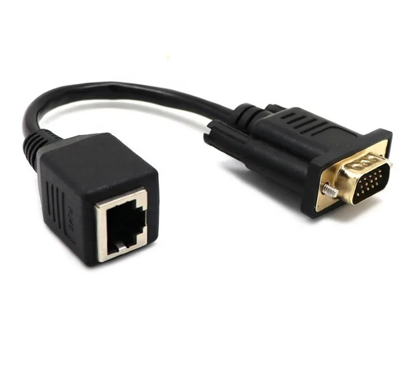VGA Male Female To RJ45 15Pin Network Adapter Connector LAN Extender Ethernet 