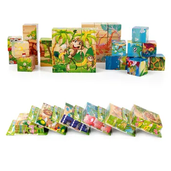 Promotional Kids Learning 3d Cube Six-sided Wooden Animal Puzzle - Buy ...
