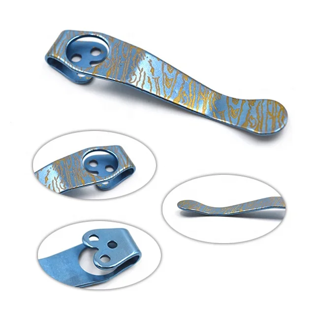 Customized Shape Deep Carry Replacement TC4 Titanium Pocket Clips For Knife And Multi Tool