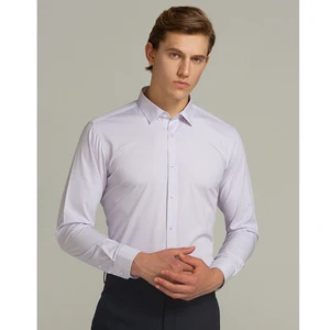 Men's Luxurious Formal Oversized Long-Sleeved Bamboo Fiber Shirts Non-Ironing Business Shirts Striped Breathable for Autumn