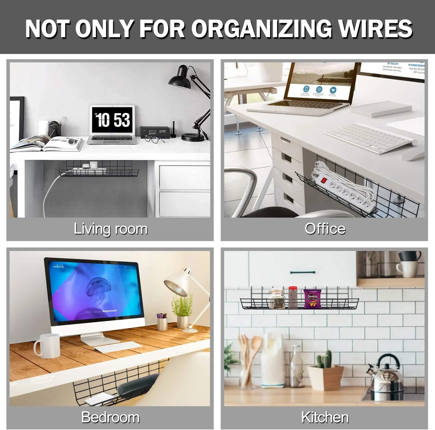 Metal Under Desk Cable Management Tray Cable Organizer For Wire Tidy