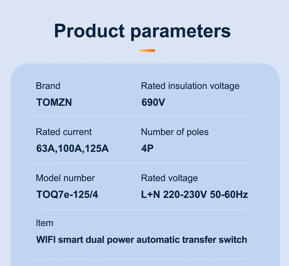 TOMZN Din Rail eWelink WIFI smart ATS timer 230V Dual Power Automatic Transfer Selector Switch Uninterrupted 4P 125A Generator