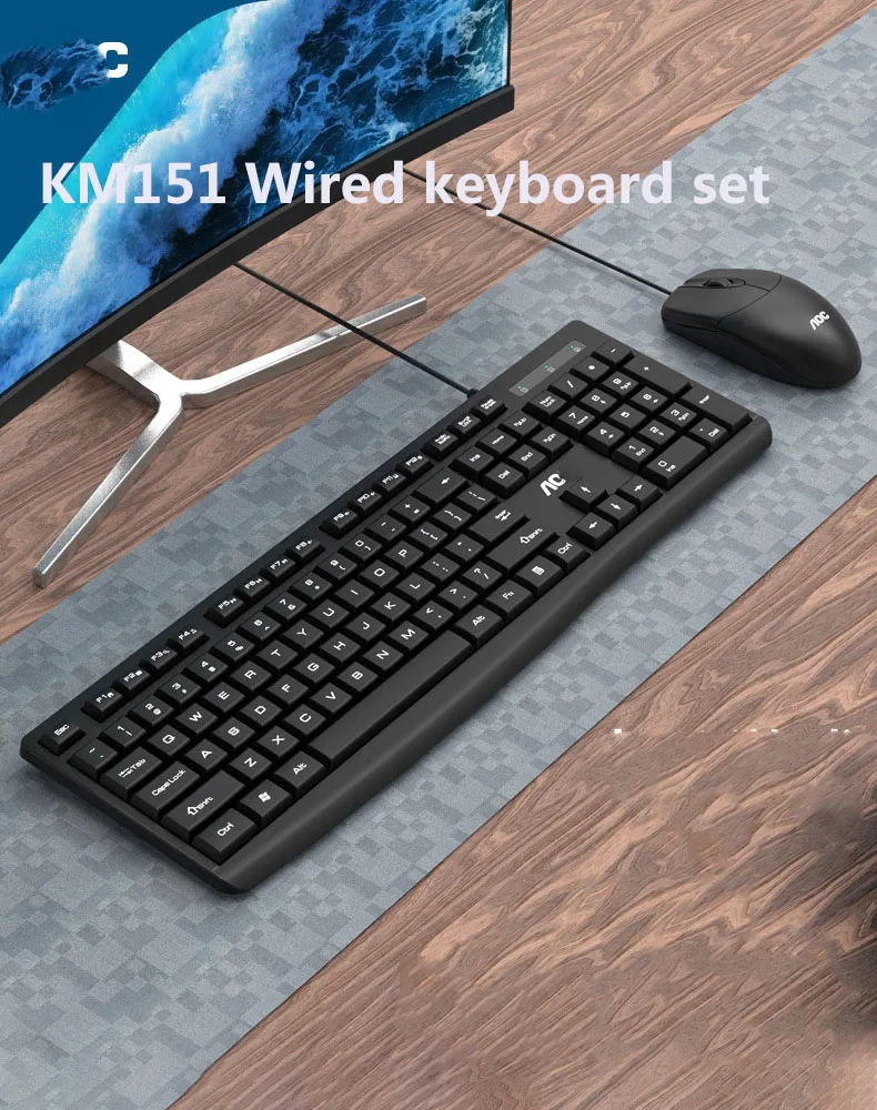 Original Oem KM151 Wired Business Office Keyboard and Mouse Set All-in-one Notebook Desktop PC Keyboard Mouse Combos for AOC