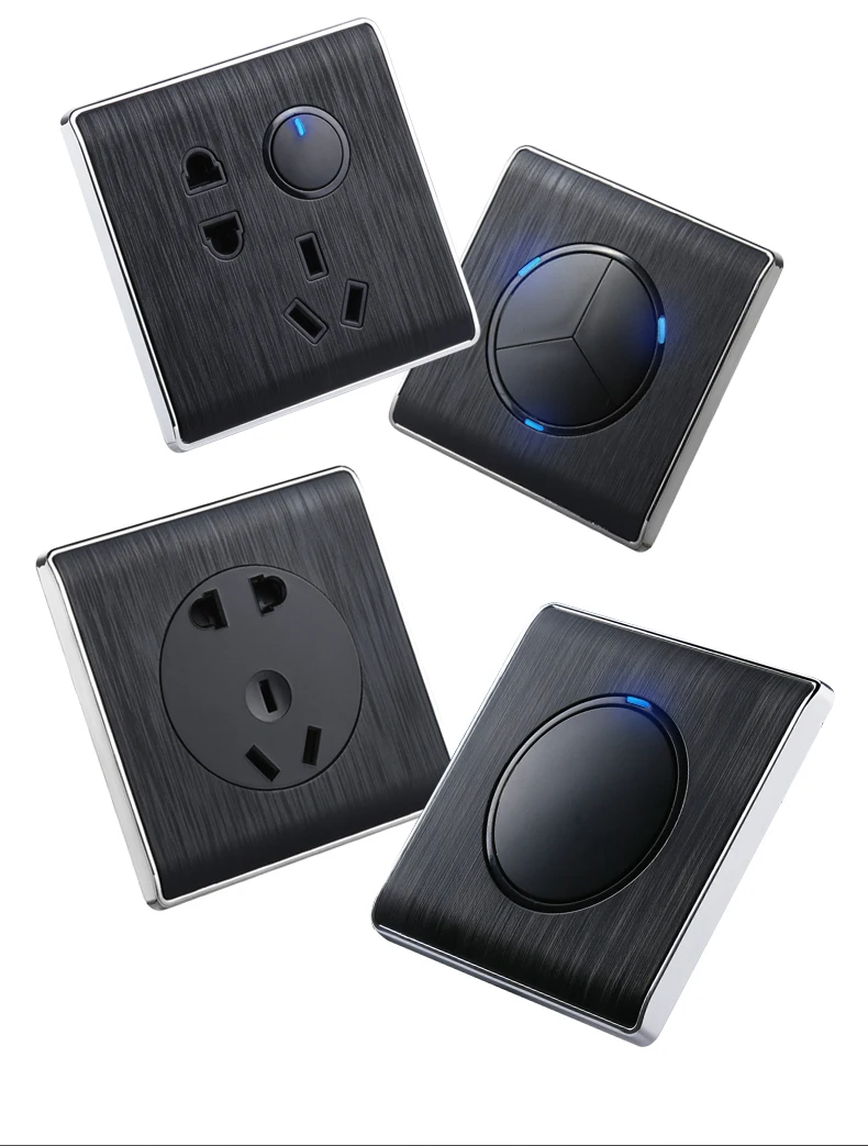 Luxury Light Push Button Switches Aluminum Alloy Panel 220v Wall Switch