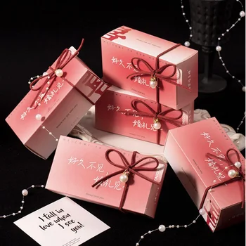 Custom Gradient Color INS Wedding Candy Box Simple Folding Candy Box Luxury Holiday Gift Box Packaging