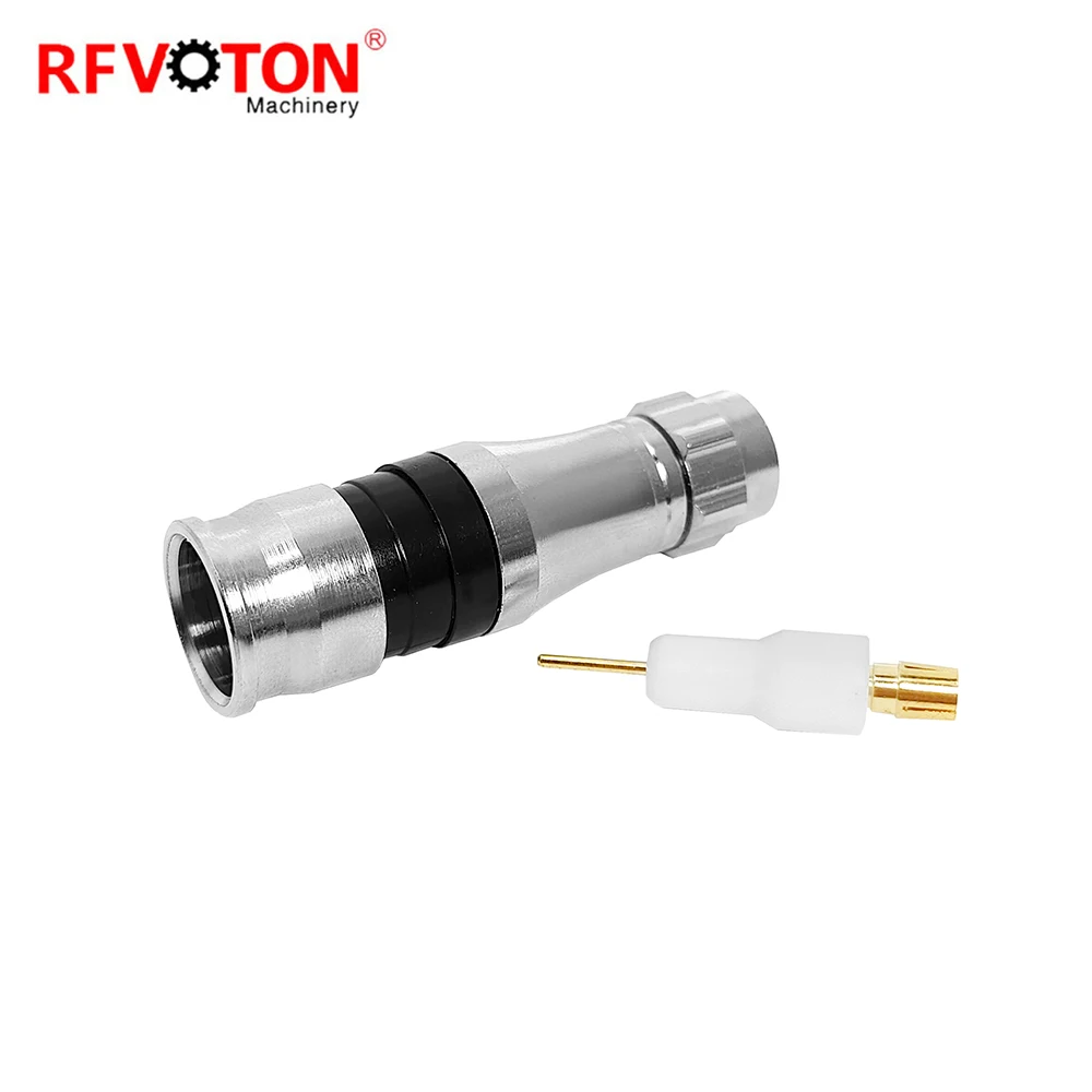 Factory  Supply F Male Plug Macho Crimp Rg8 Cable Rf Coaxial Compression Connector for RG8 Cable Coax Connectors Rohs in Stock