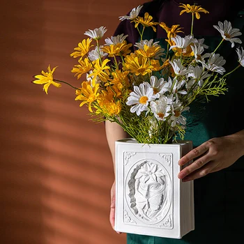 Nordic Modern 3D Book Shape Vases Custom Office Living Room Home Decor Ceramic Book Vase for Flowers