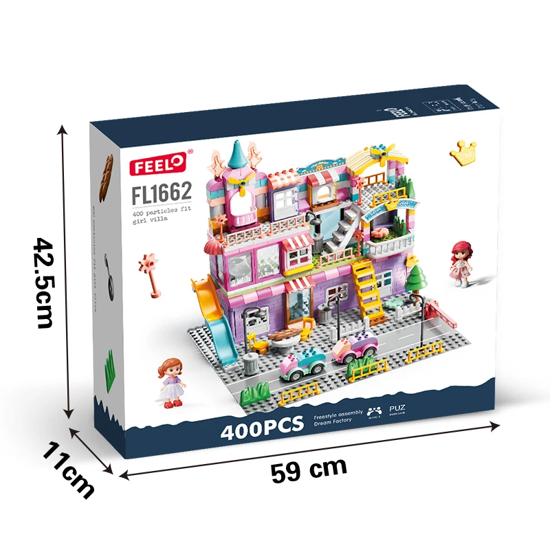 400pcs Modern DIY Building Block Sets Self-Assembled Toys for Kids Perfect Play House Blocks for Girls Villa Figures Box Packed