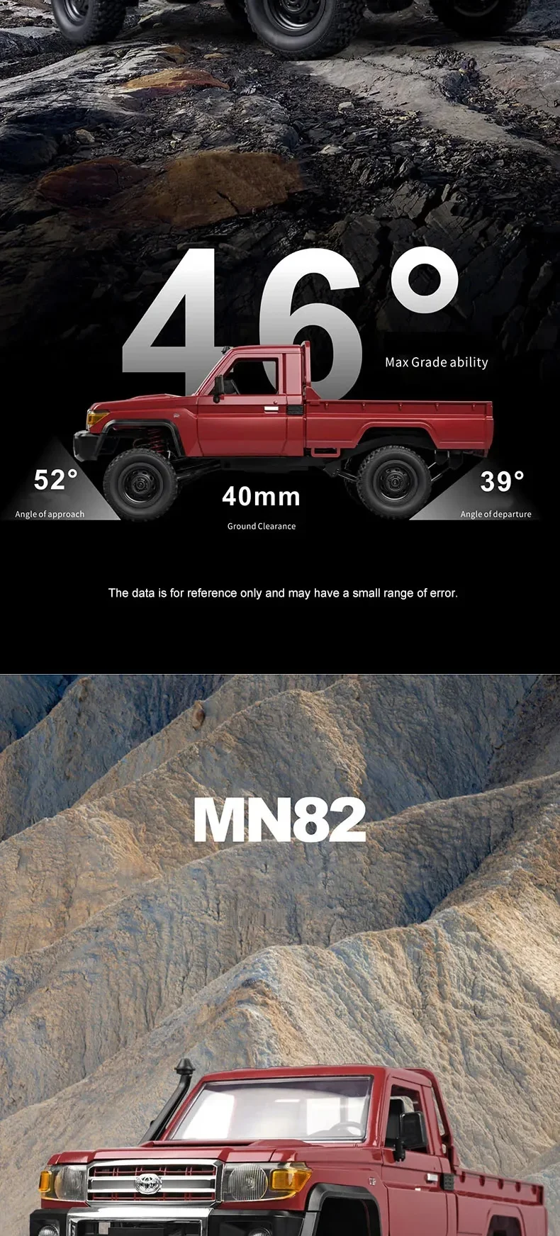 4WD 1/12 MN82 Remote Control Car 2.4Ghz Climbing Trucks USB Charging High Speed RC Car Toys MN Models