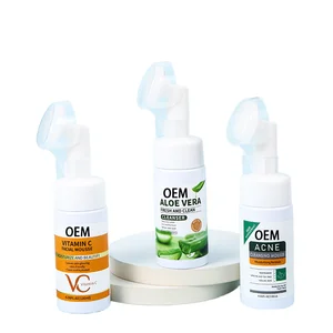 OEM Custom Deep Oil Control Acne Removing Facial Cleanser 120ml Mild Pore Cleaning Mousse Brush Foam Main Ingredient Amino Acid