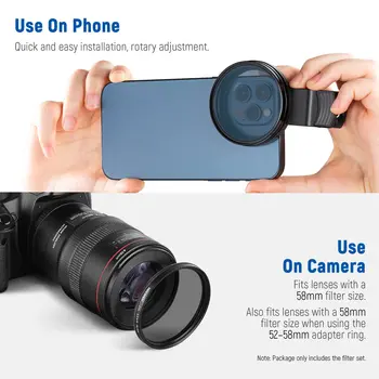 Factory Wholesales 2 In1 Kit Smartphone Lens Filter NEEWER 58 mm Lens Filter Kit for 15 14 Pro Max 13 12 11 & Digital Cameras detail image