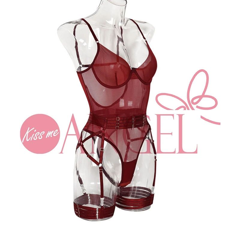KISS ME ANGEL New Internet Celebrity Sexy Underwear See-through Mesh Shapewear Onesie Sexy Girls Teddy Sexy Lingeries Erotic