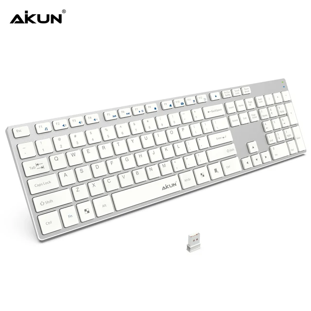 AIKUN Rechargeable Wireless aluminium keyboard 106 Quiet Keys,13 Shortcuts, Numeric Keypad,Auto Power Saving,Scissor Switch