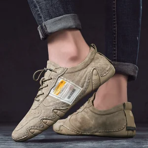 Genuine Leather Octopus Bean Shoes for Men Fashion Flats Shoes Walking Sports Loafer Breathable Outdoor Men's Driving Shoes