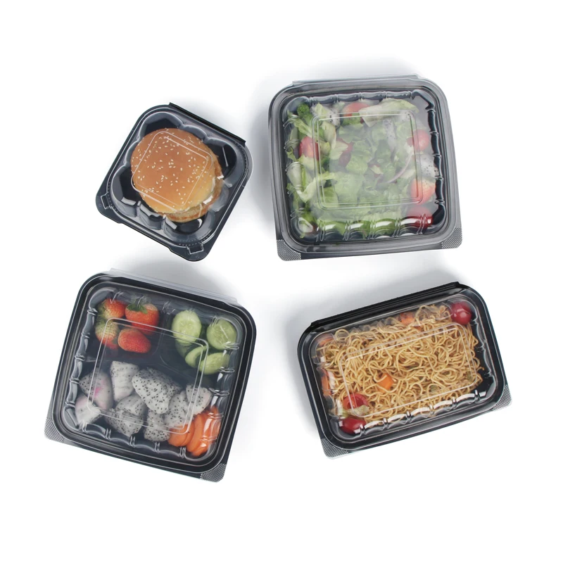 222x192mm PP 4 Compartment Food Tray , Disposable Take Out Food Containers