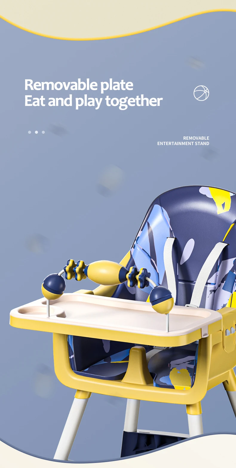 Foldable Baby Feeding Chair Portable 3 In 1 Children High Chair Baby