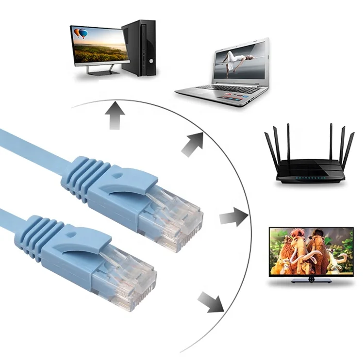 Free Sample Ultra Slim Flat UTP patch cable cat6 8P8C RJ45 Ethernet cat6 Patch Cable