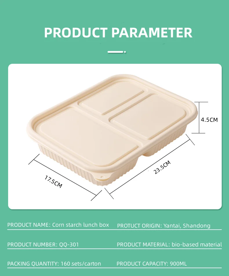 Eco Friendly Biodegradable Compartment Disposable Takeaway Cornstarch ...