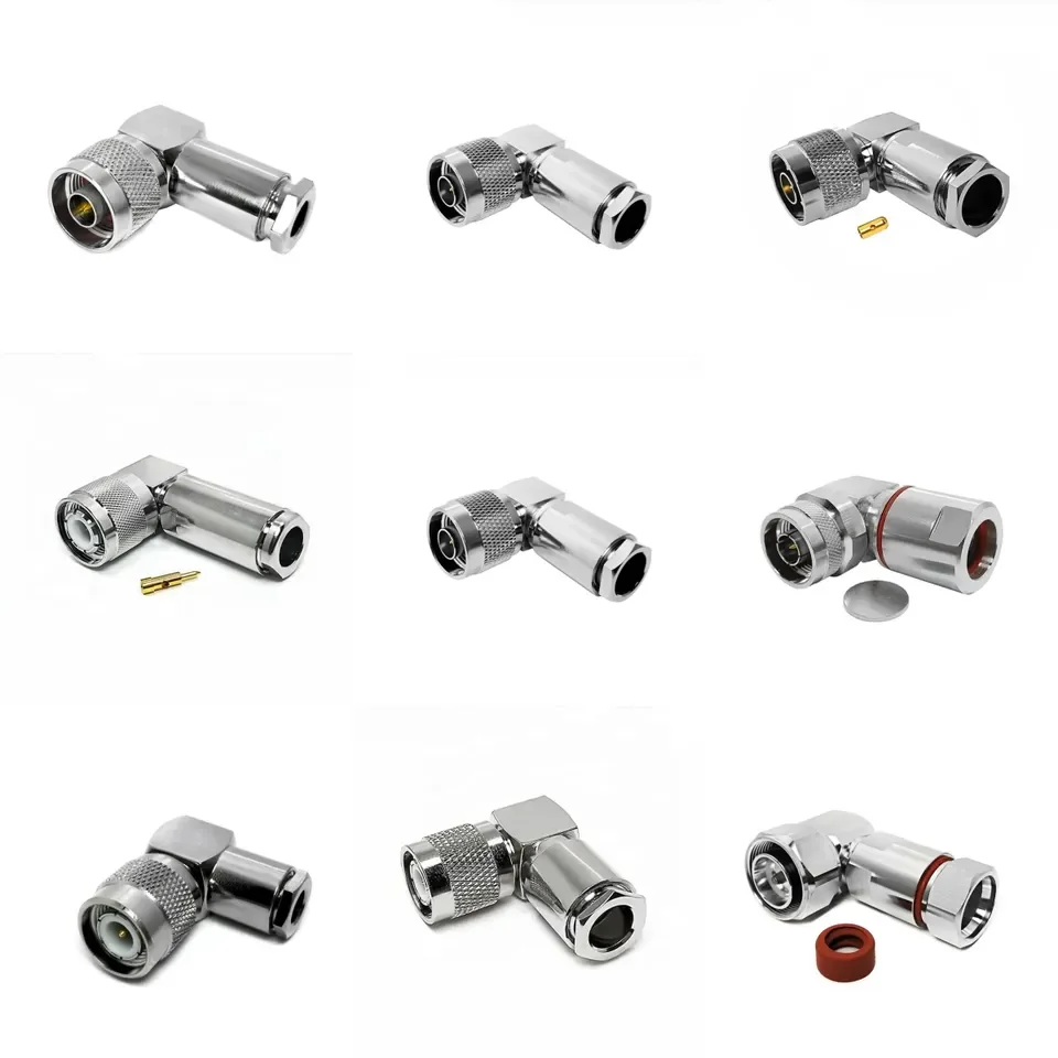 N/TNC/7/16/4.3-10 Male Clamp right angle connector For LMR300 5D-FB LMR400 RG8 RG11 RG213 RG214 7D-FB RG217 cable details