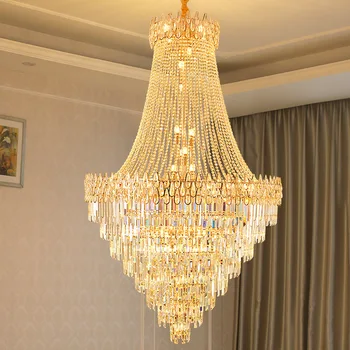 Direct Factory Classic Gold Crystal Hanging Lamps Fixtures Pendant Lights Chandelier Lamps for Villa Hotel Wedding Decorations