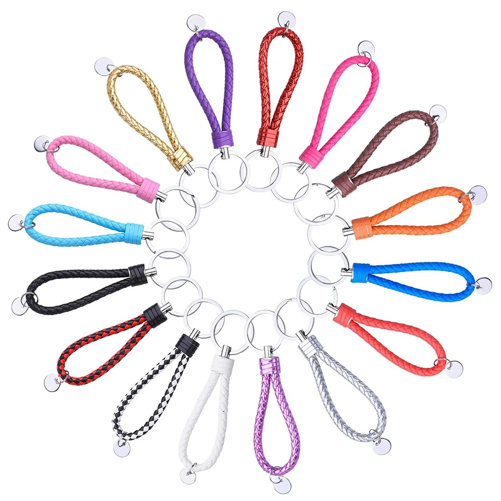 SwirlColor Pack Of 5 Braided PU Leather Strap Keyring Keychain Car Key