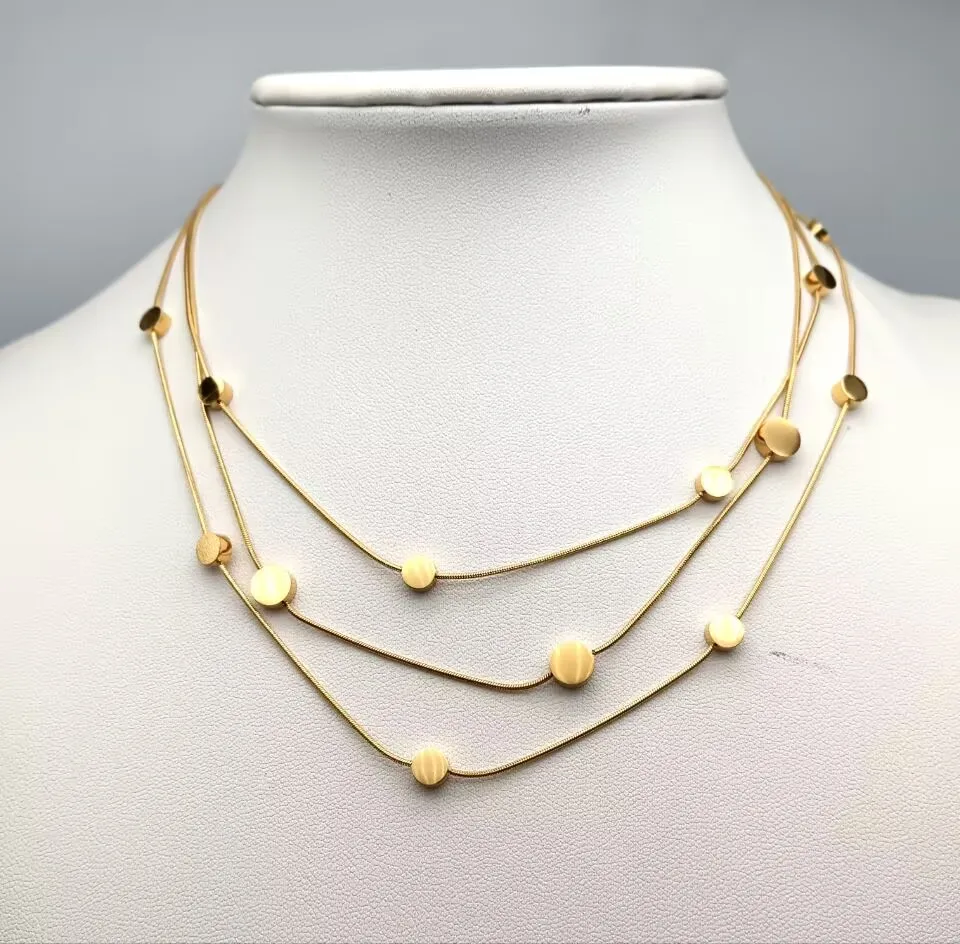 Triple Strand Stainless Steel Choker Necklace