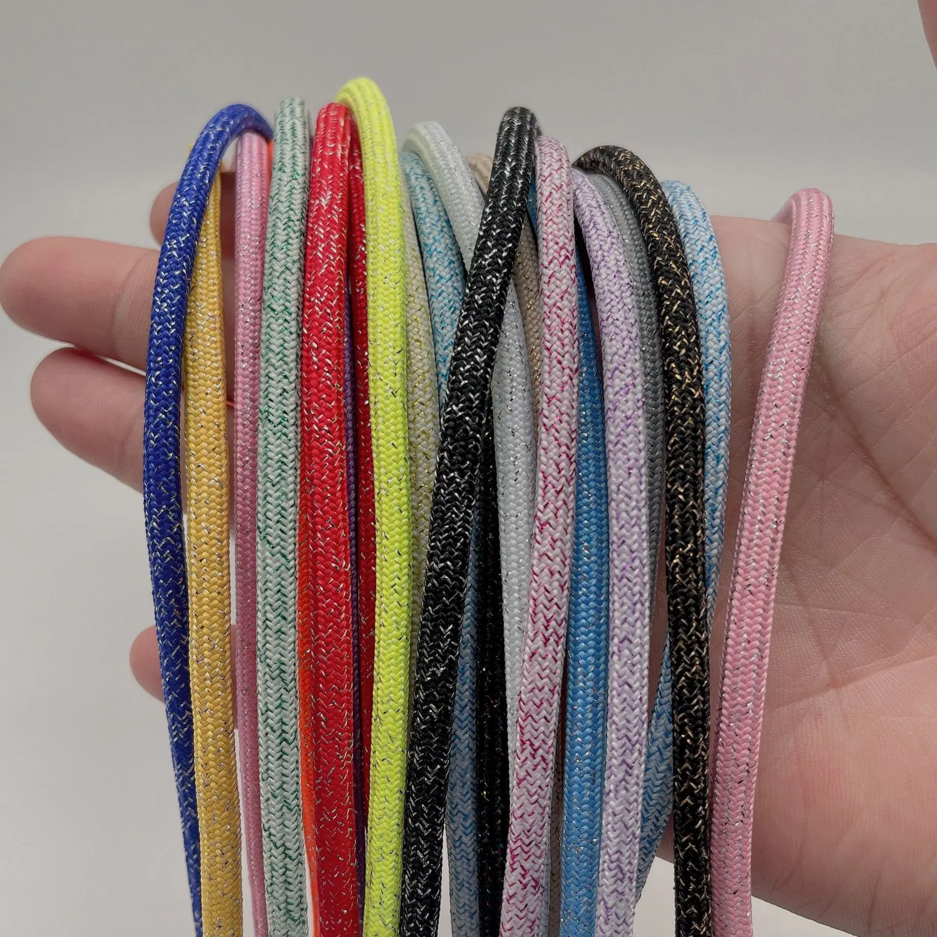 4-5 mm Polyester Lurex Drawstring Cord With Plastic Tips