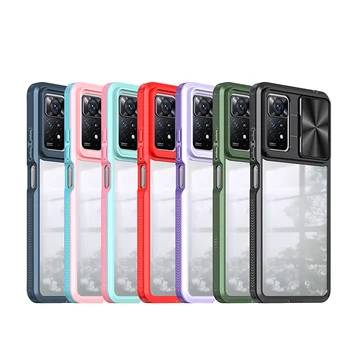 2 in 1 Design Anti-Fall PC Phone Case for Xiaomi Redmi 11 Pro Mobile Cover with Sliding Window Lens Protection
