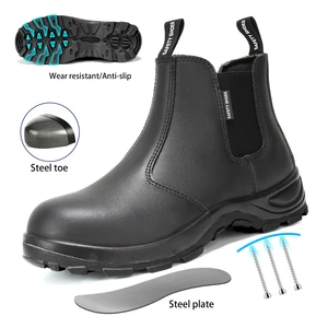 JIANKUN No Shoelace Geniu Leather Anti-Smashing Anti-Puncture Anti-Static Safety Shoes for Men and Women Unisex for Work OEM/ODM