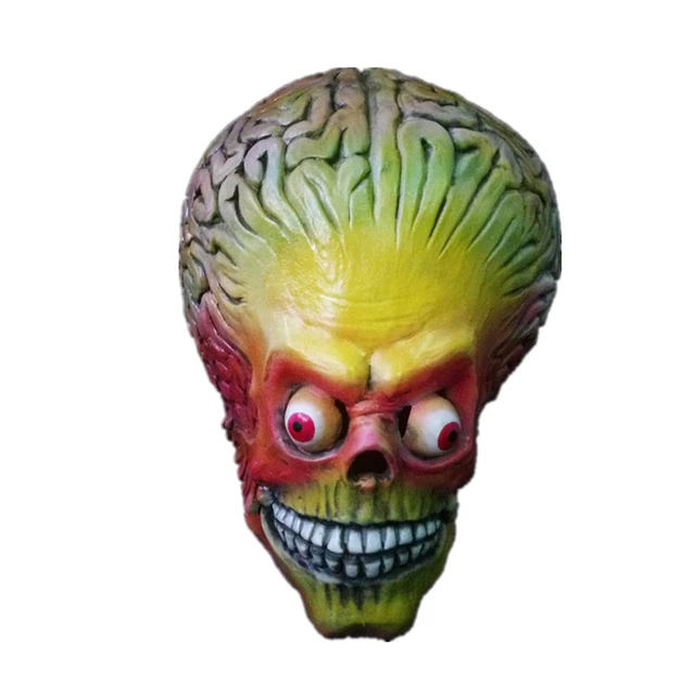 Halloween Christmas Party Latex Headwear Alien Ufo Rubber Props Full Head Mars Attacks Mask