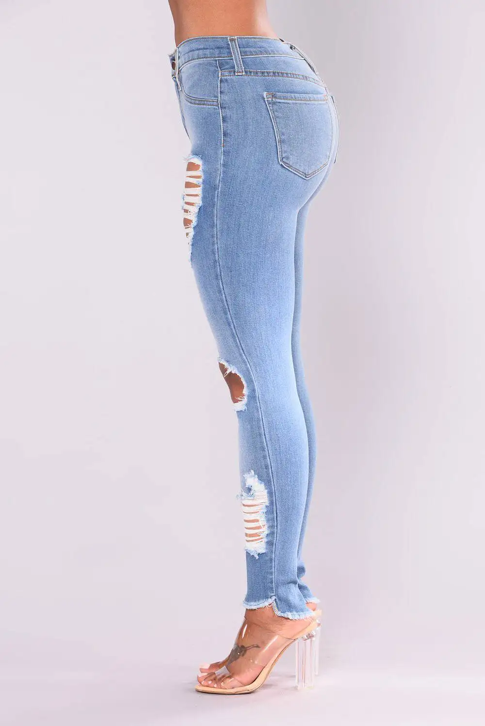 atacado moda senhora 3xl rasgado jeans calças jeans colombianos por  prefeito na moda simples azul skinny clássico jeans das mulheres