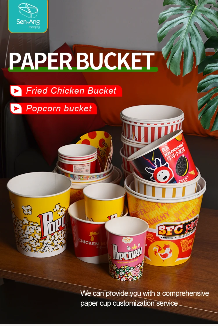 Senang01 Customized Disposable Paper Fried Chicken Buckets Disposable