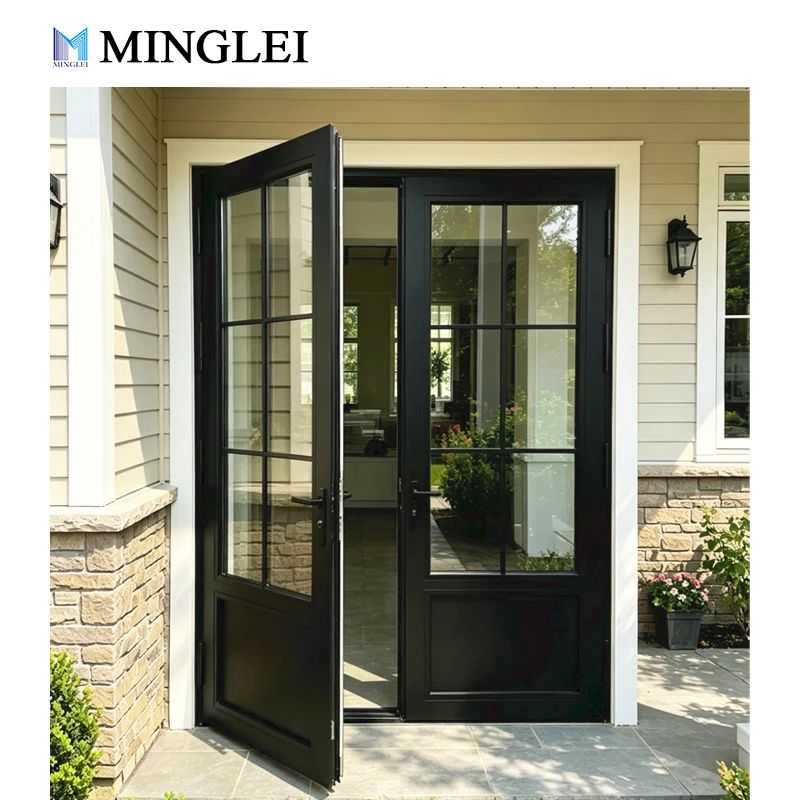 product custom black aluminum outswing front door nfrc certified  thermal insulation triple pane casement door exterior door-4