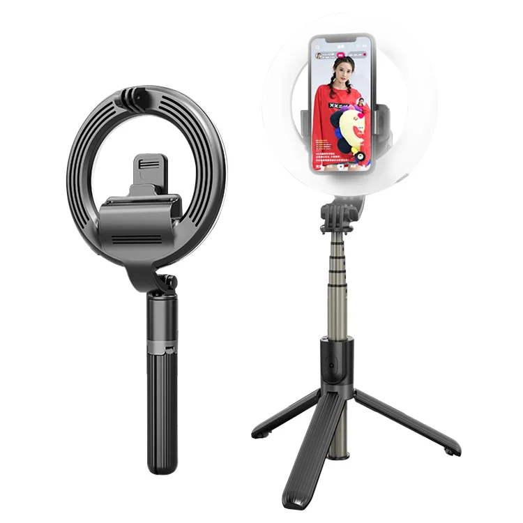 Metal Shell Led selfie ring light for cell phone camera tripod with bluetooth