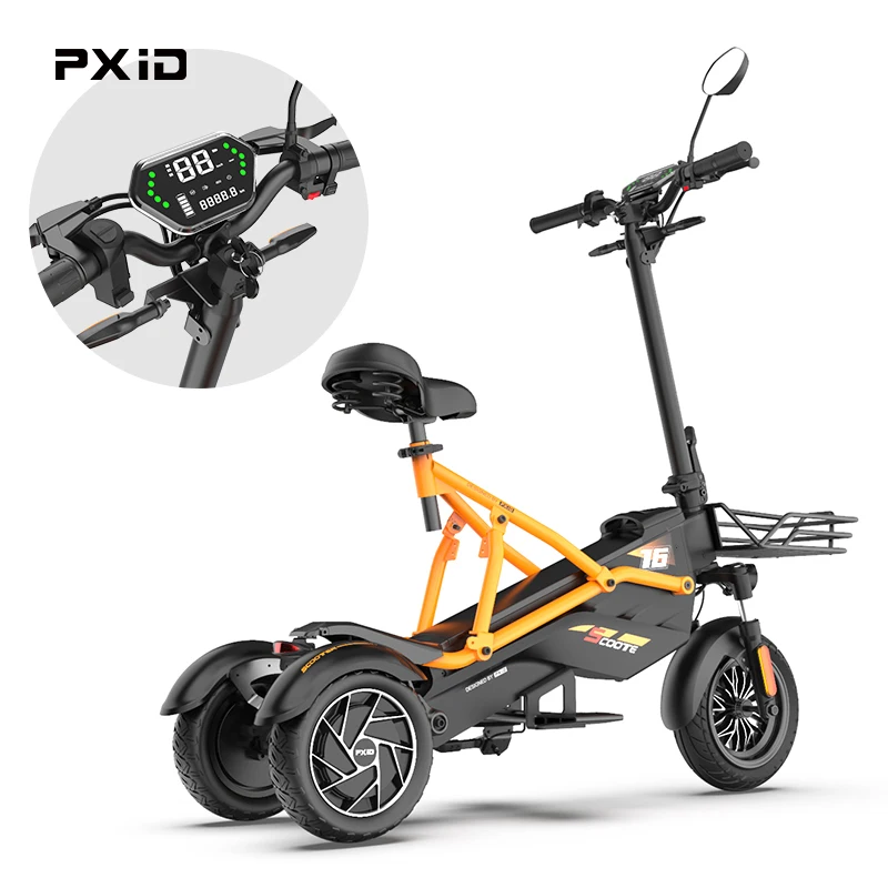 Retail Price PXID Fast Three Wheel Off Road Electric Scooter for Adults Food Delivery Three Wheel Electric Scooter