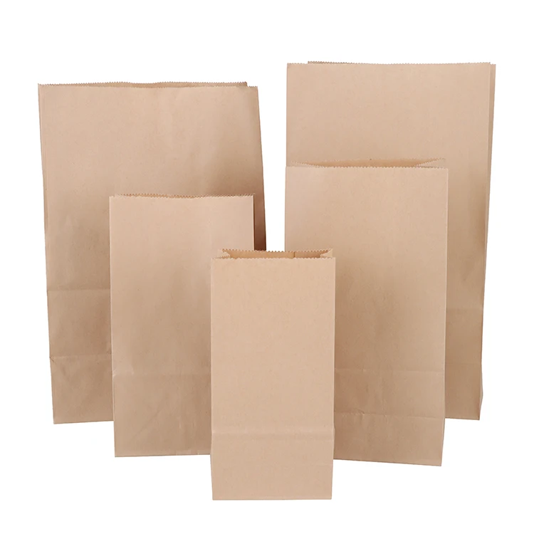 Custom food grade kraft paper bag recycled brown paper bag with logo printed kraft paper bag