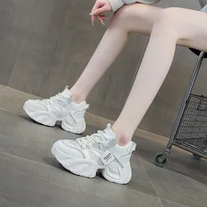 High quality thick sole height increasing 8CM women's shoes for spring and summer, new rhinestone sports and leisure shoes