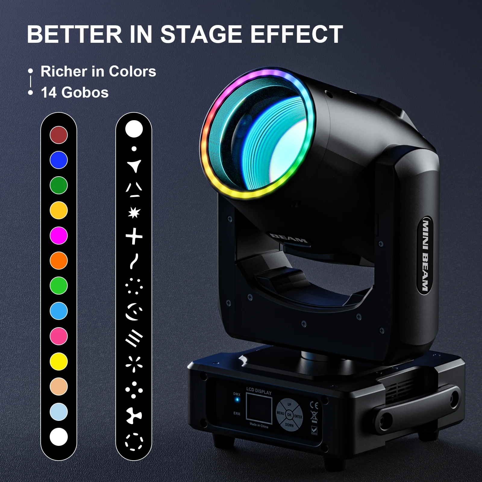RGBW Moving Head podiumlicht LED DMX lichteffet, 30 W partylicht met 8 gobo-effectpatronen voor bar Kerstmis Halloween party disco DJ RGBW Moving Head podiumlicht LED DMX lichteffet, 30 W partylicht met 8 gobo-effectpatronen voor bar Kerstmis Halloween party disco DJ