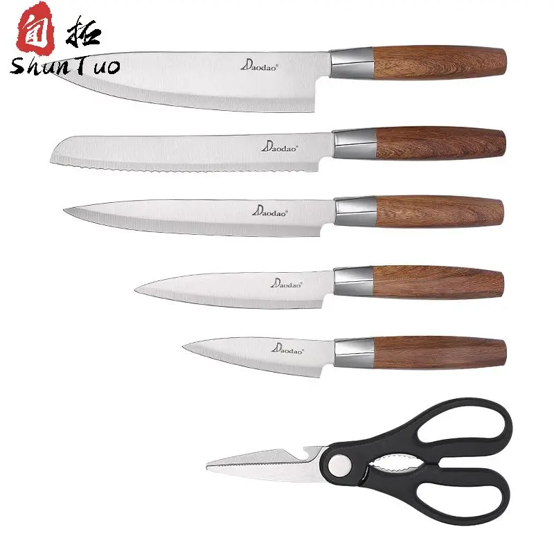 High Quality Transparent Color 3cr13 Kitchen High Carbon Stainless Steel Meat Kebab Messer Chef Cutter Knife Set with Holder