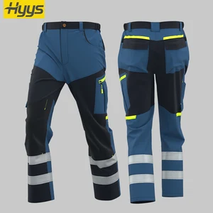 Factory Direct Hiking Trousers with Reflective Strips Safety Rip-Resistant Workwear Britches Multi-Pockets Men Work Cargo Pants