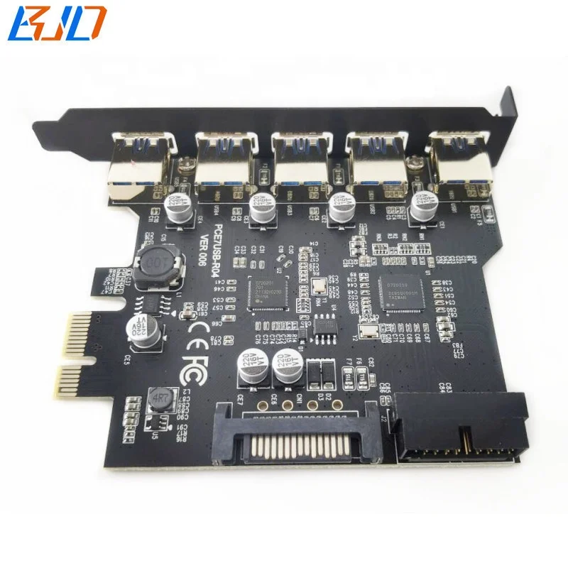 Carte PCI-E USB 3.0 Tsadeer 7 Ports - Adaptateur Pour Bureau Avec Alimentation Intégrée