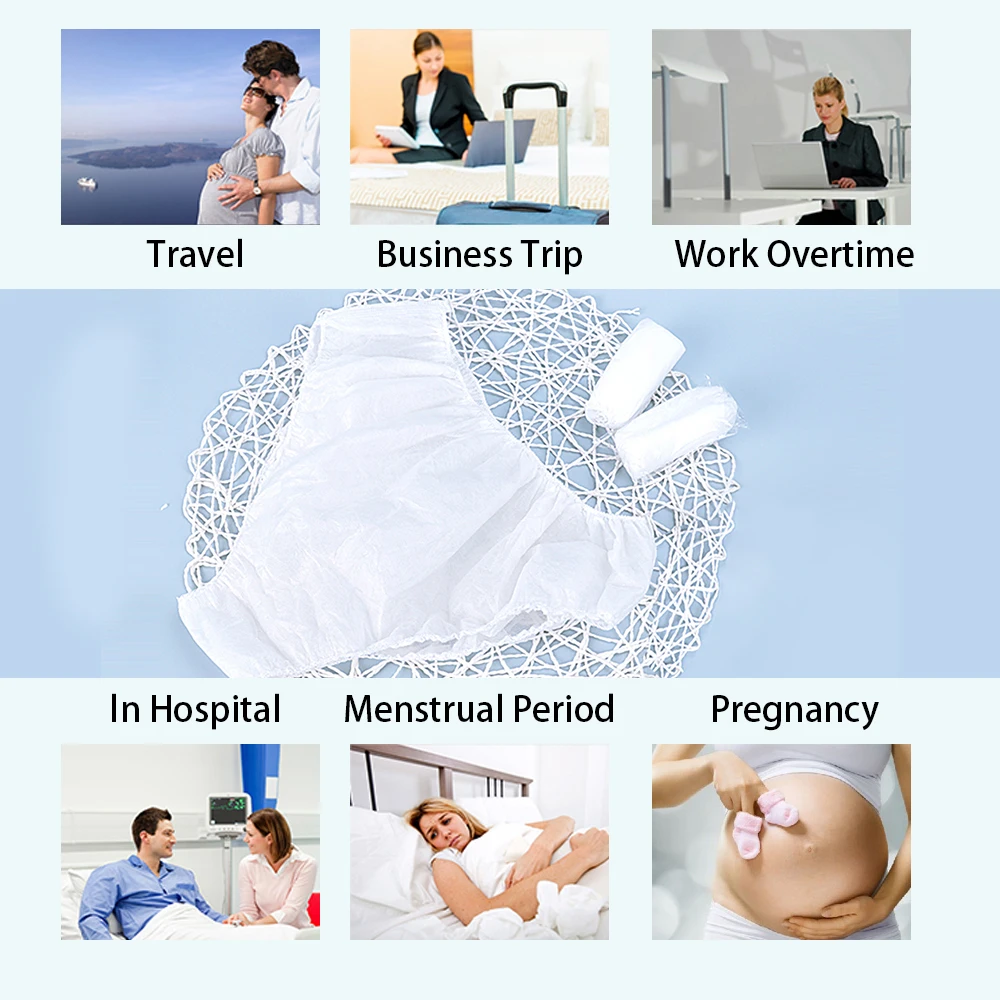 Disposable Cotton Travel Underwear Disposable Women Brief Nonwoven