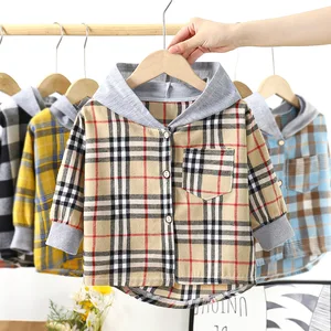 Customizable Hooded Splicing Stripe Button Long Sleeve Autumn Baby Boys Hoodie Boys Hoodie