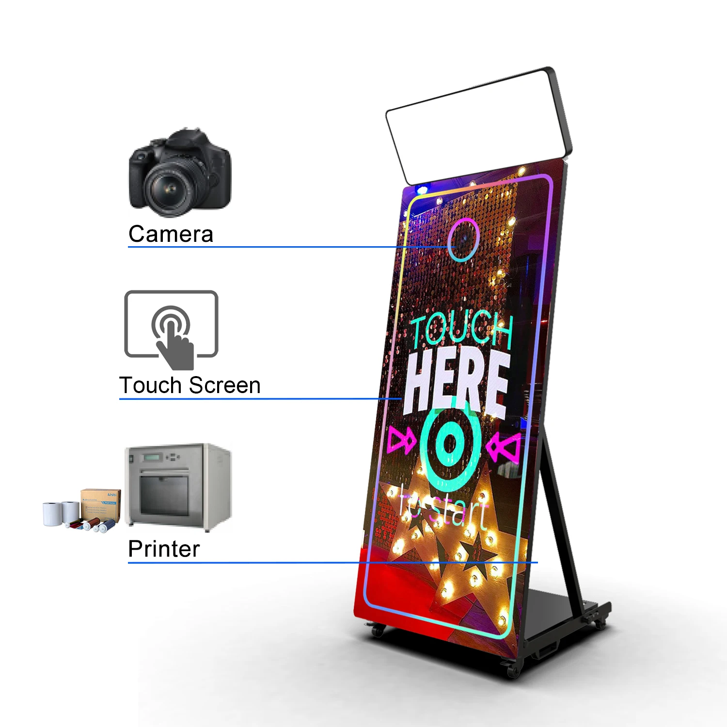 Newest Design 65Inch Beauty Black Magic Mirror Photo Booth Touch